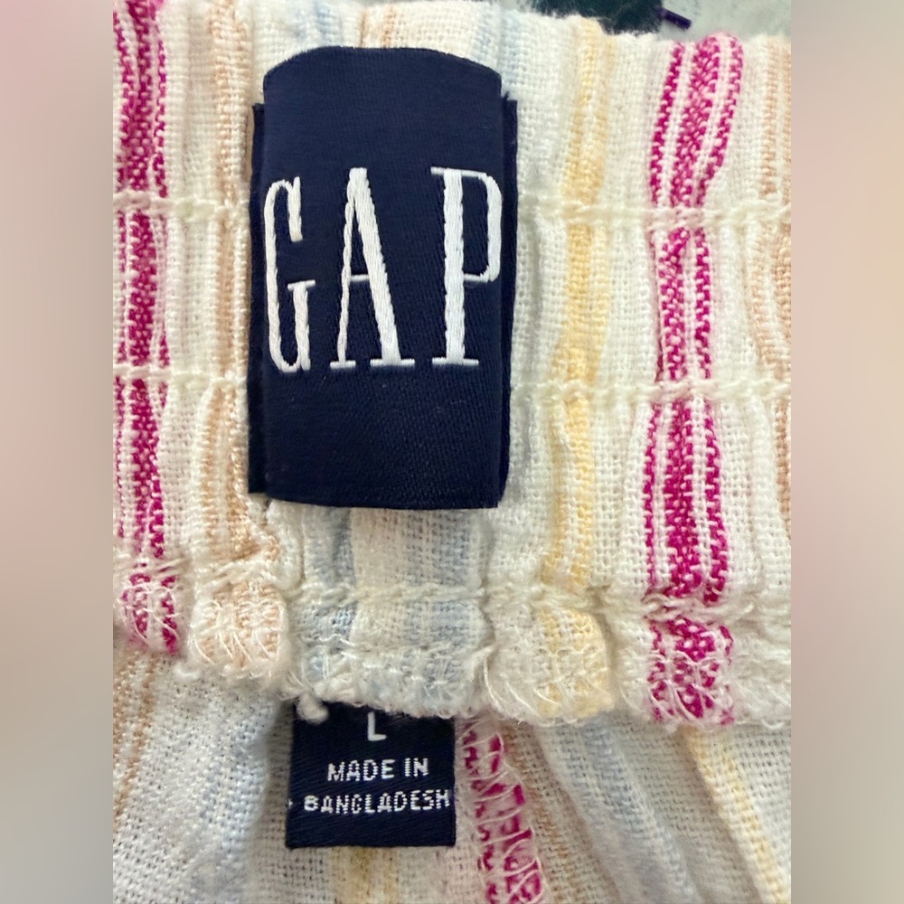 Gap Linen Lightweight Pull On Elastic Waistband Short Dotted Sun Stripe NWT - Picture 5 of 8